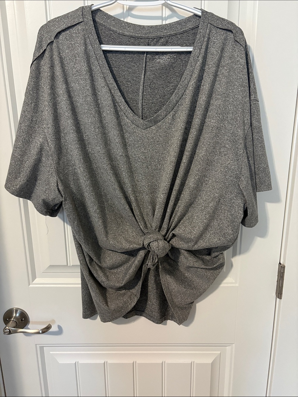 HUE Gray V-Neck Short Sleeve Boyfriend Tee
